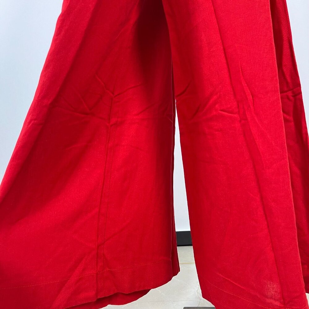 NWOT Farm Rio Linen Blend Sleeveless Halter Wide Leg Jumpsuit Sz XL Red - Picture 12 of 16